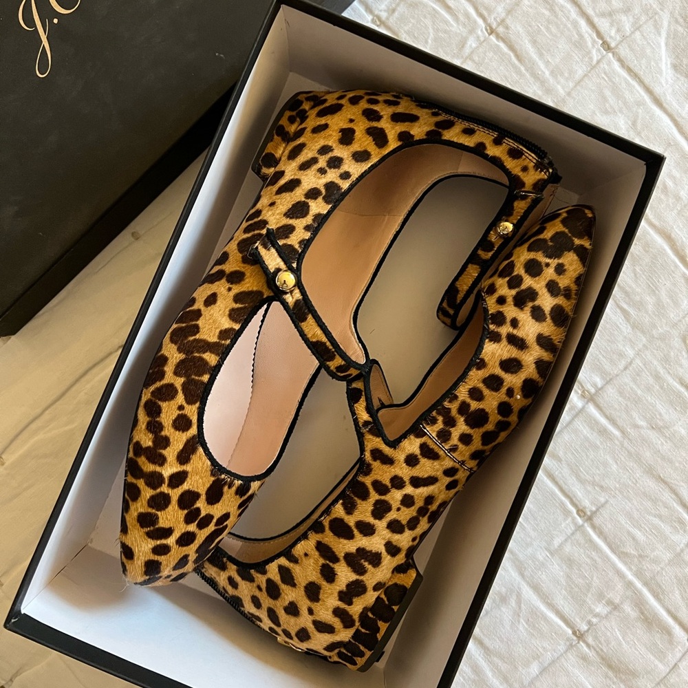 J crew sally ballet with straps in haircalf